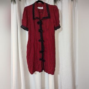Vintage Gingham Dress With Bow Details